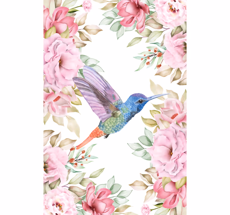Kolibri med vrtnicami cvetje in rastline senčilo - TenStickers
