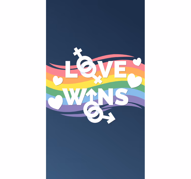 Ljubezen zmaga sporočilo rolo zavesa z besedilom - TenStickers