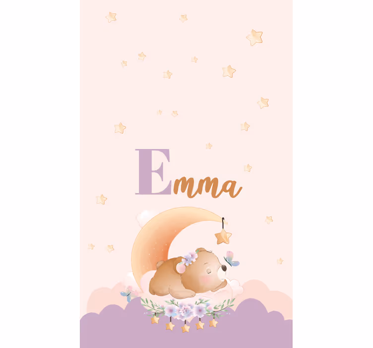 Sleeping bear with name otroška rolo senčila - TenStickers