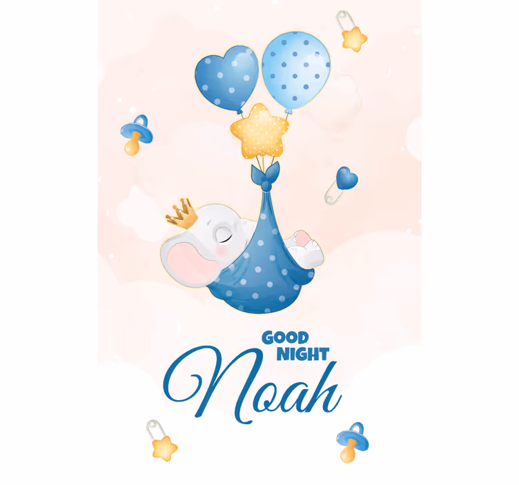 Lahko noč slonček z imenom rolo zavesa za otroško sobo - TenStickers