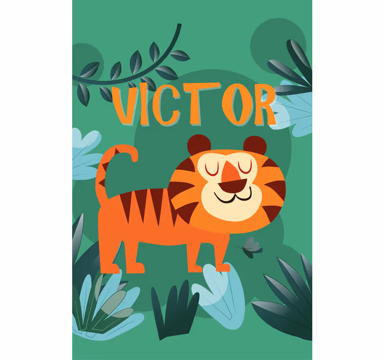 Vesel tiger z imenom otroška rolo senčila - TenStickers