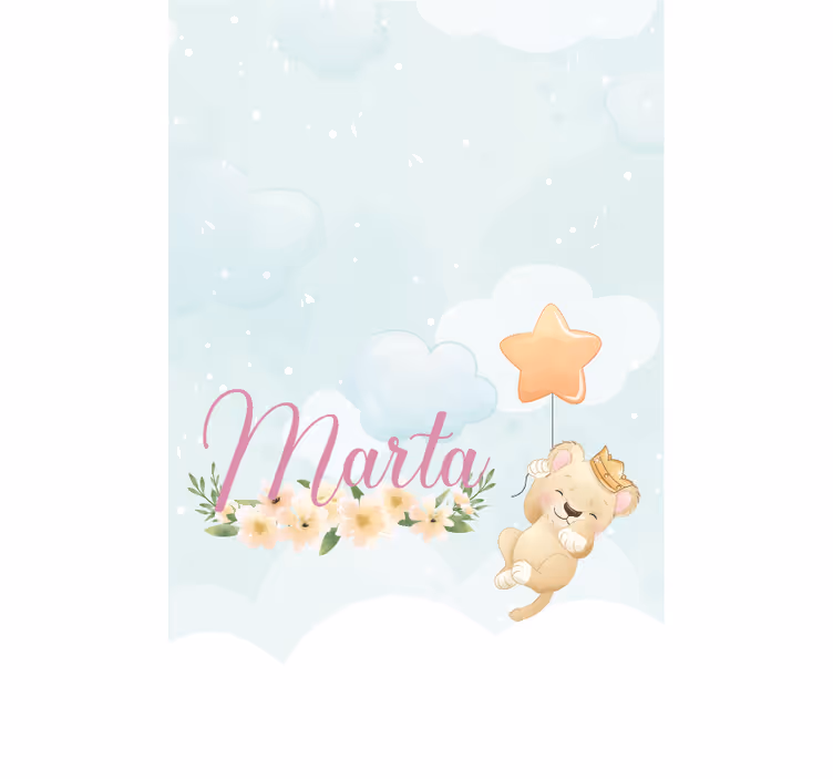 Bby lion with star and name rolo zavesa za otroško sobo - TenStickers