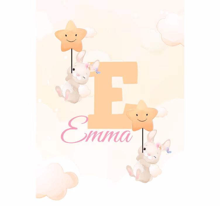 Bunnies with stars with name otroška rolo senčila - TenStickers