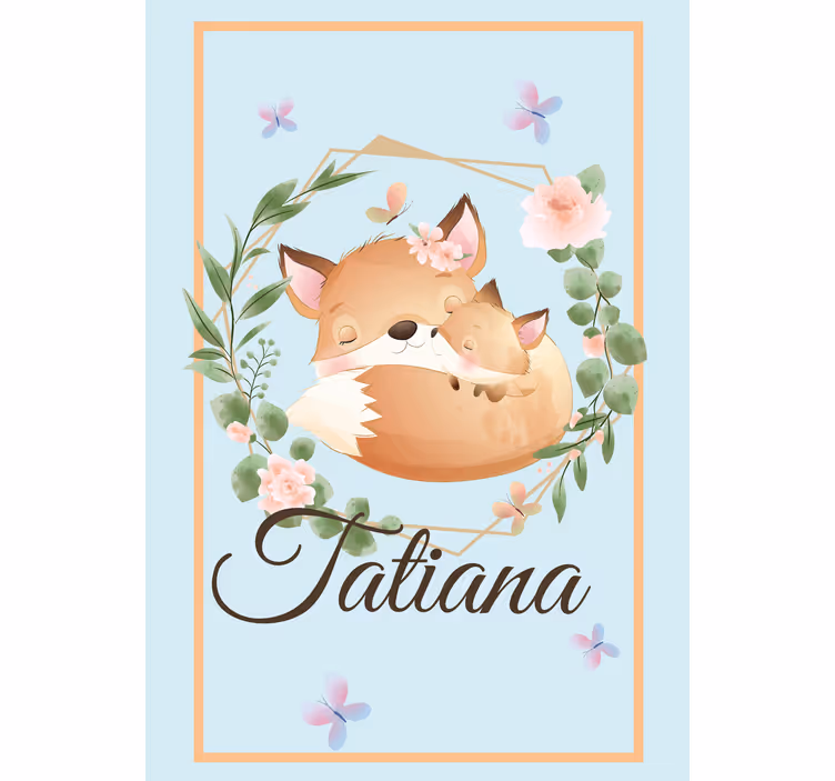 Lisičja družina z imenom otroška rolo senčila - TenStickers