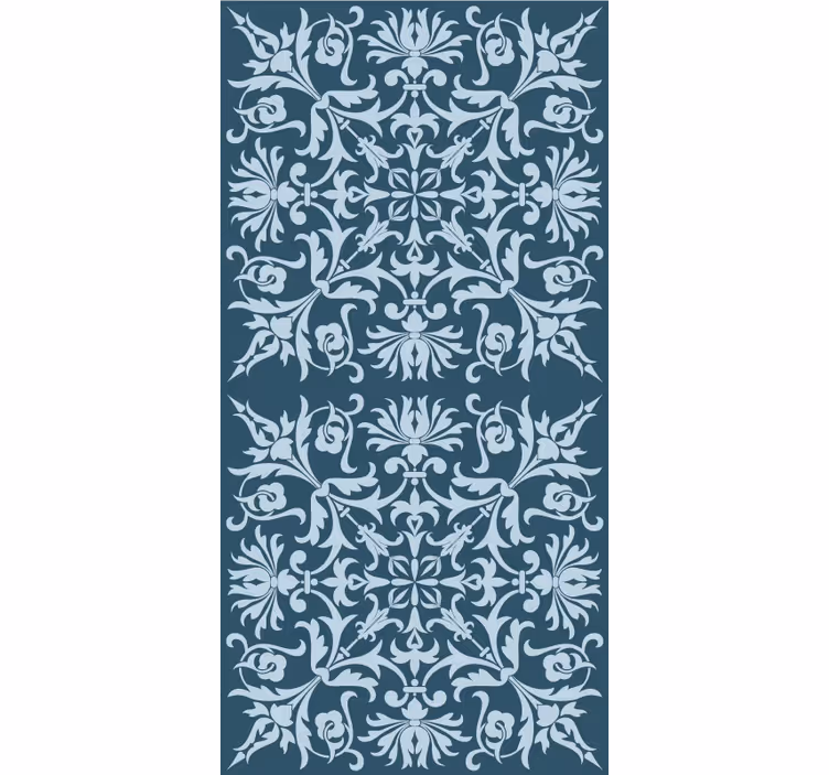 French provincial blue pattern cvetje in rastline - TenStickers