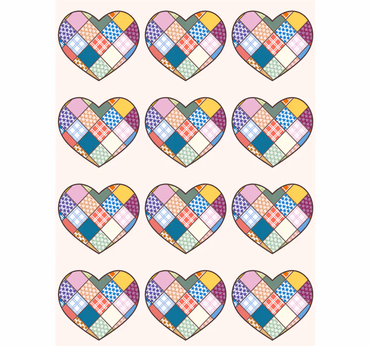 Pisani patchwork srčki romantična rolo zavesa - TenStickers