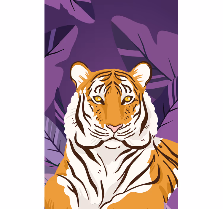 Portret tigra z listi živali senčilo - TenStickers