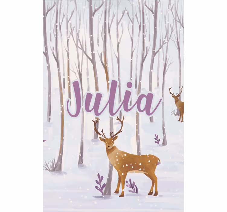 Deer in snow with name otroška rolo senčila - TenStickers