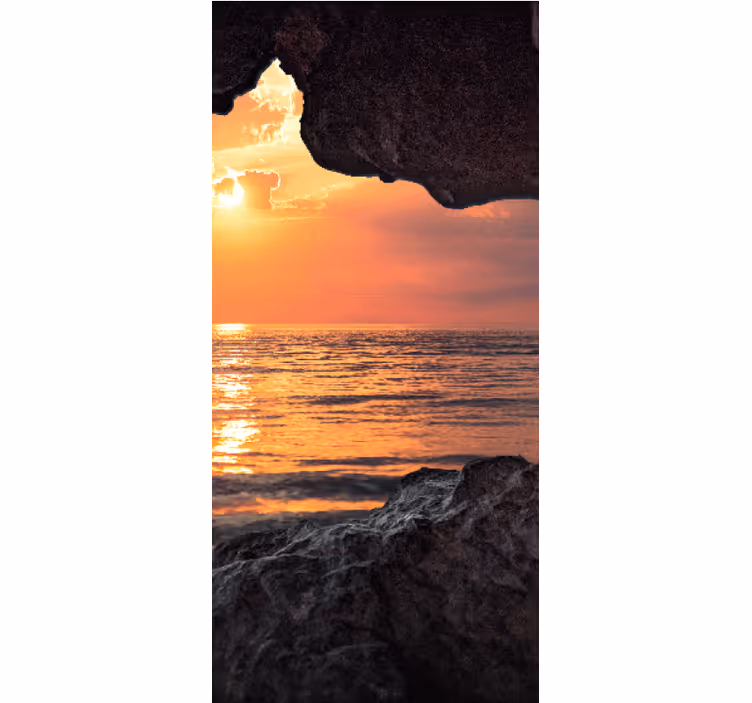 3d cave sunrise ocean originalna roleta - TenStickers