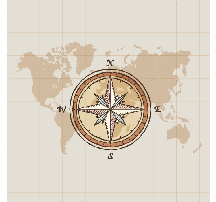Vintage cartography and compass svetovni zemljevid zavesa - TenStickers