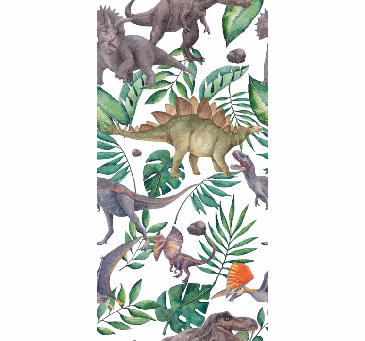 Jurski akvarelni vzorec dinosavrska senčila za okno - TenStickers