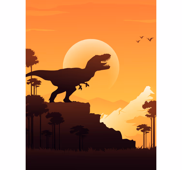 T-rex silhueta dinosavrska senčila za okno - TenStickers