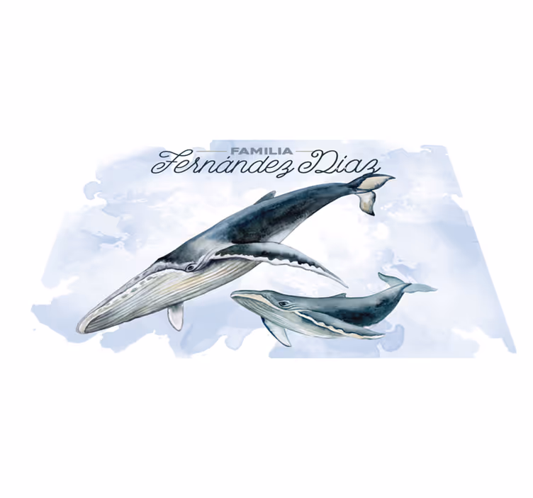 Whale family illustration pogrinjek z imenom - TenStickers