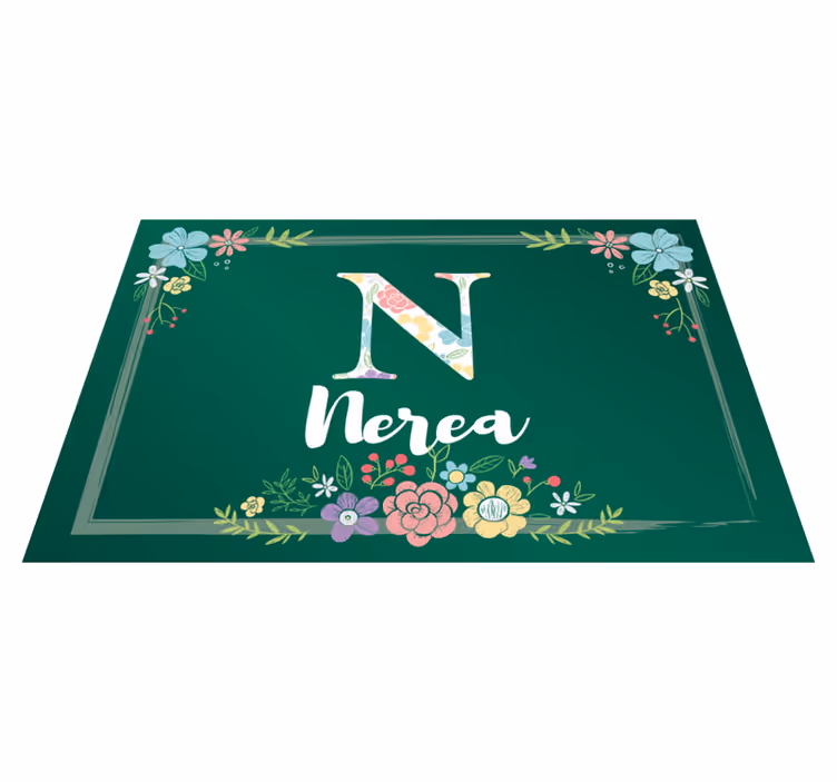 Floral initial design pogrinjek z imenom - TenStickers