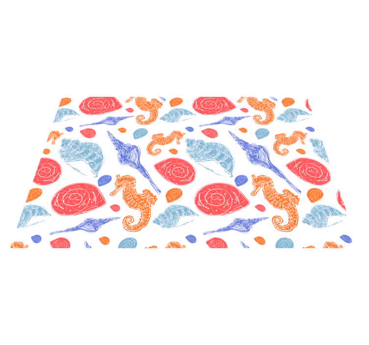 Seashells and seahorses izvirna jedilna podloga - TenStickers