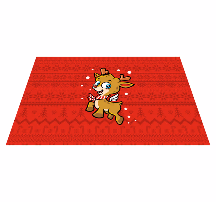 Cute reindeer character božična pogrinjek - TenStickers