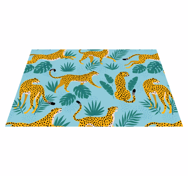 Leopard patterns and green leaves izvirna jedilna podloga - TenStickers