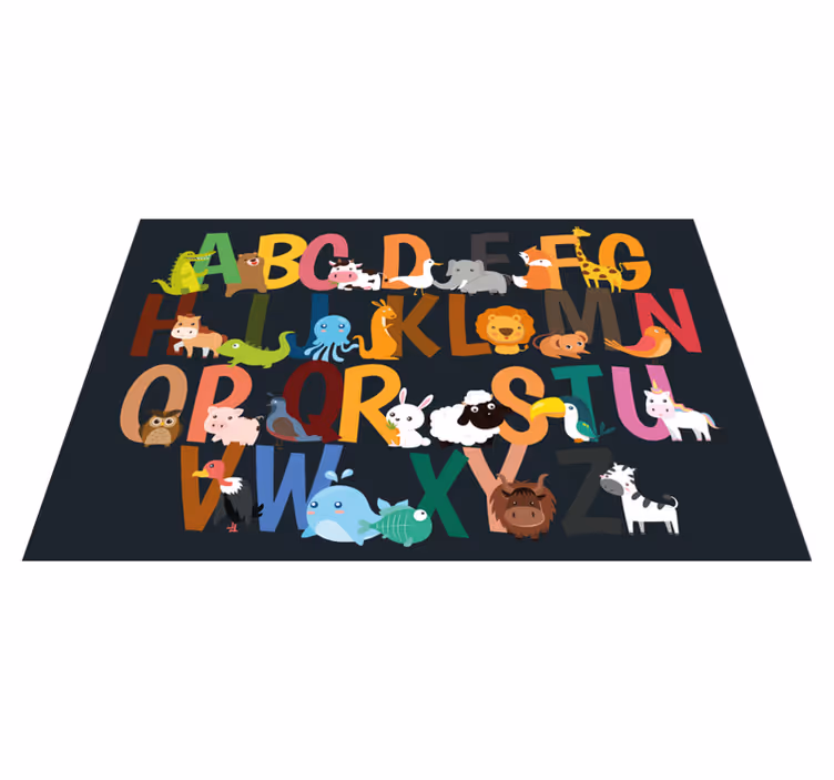 živalska abeceda angleški otroci pogrinjki - TenStickers