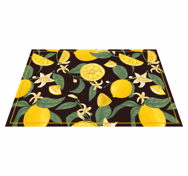 Lemon and floral pattern izvirna jedilna podloga - TenStickers