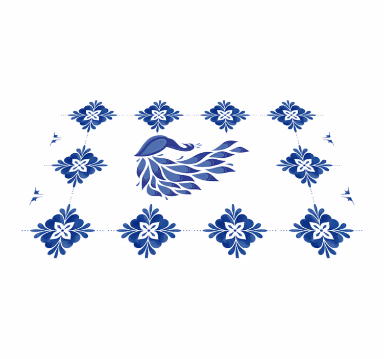 Peacock floral motif izvirna jedilna podloga - TenStickers