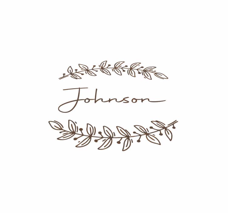Elegant leafy name pogrinjek z imenom - TenStickers