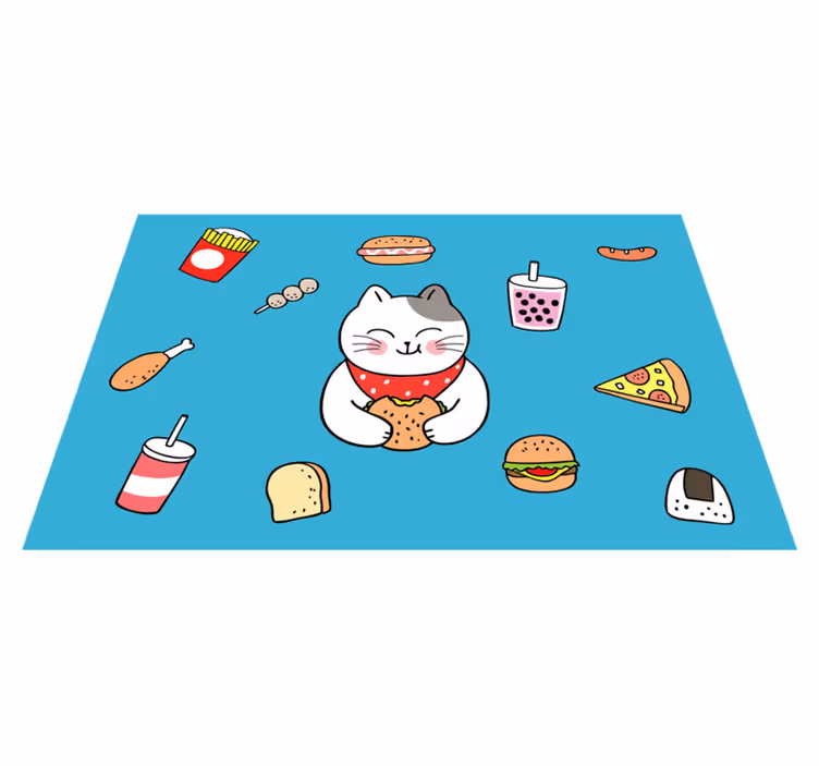 Cute cat eating otroški pogrinjek za mizo - TenStickers