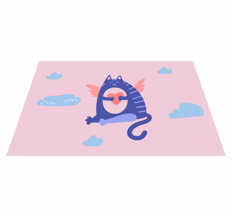 Flying cat holding heart otroški pogrinjek za mizo - TenStickers
