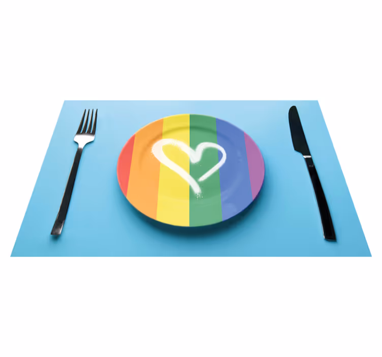 Rainbow heart plate izvirna jedilna podloga - TenStickers
