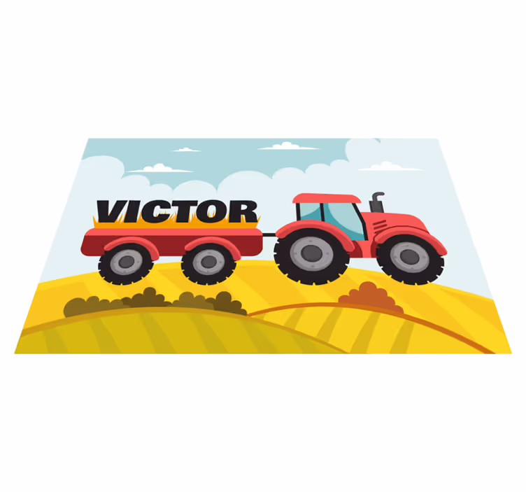 Barvit traktor in poimenovana pogrinjka - TenStickers