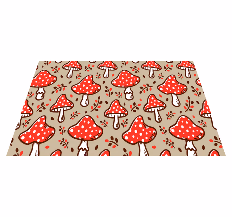 Red polka dot mushrooms izvirna jedilna podloga - TenStickers