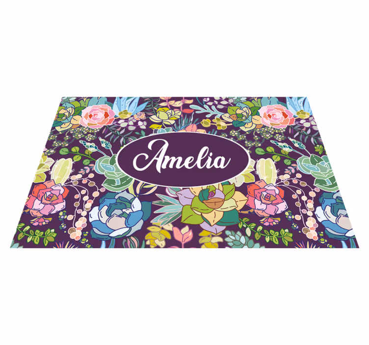 Floral customized artwork s pogrinjkom z imenom - TenStickers