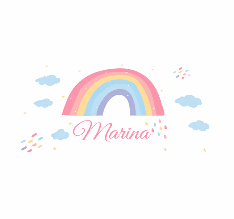 Rainbow with name otroški pogrinjek za mizo - TenStickers