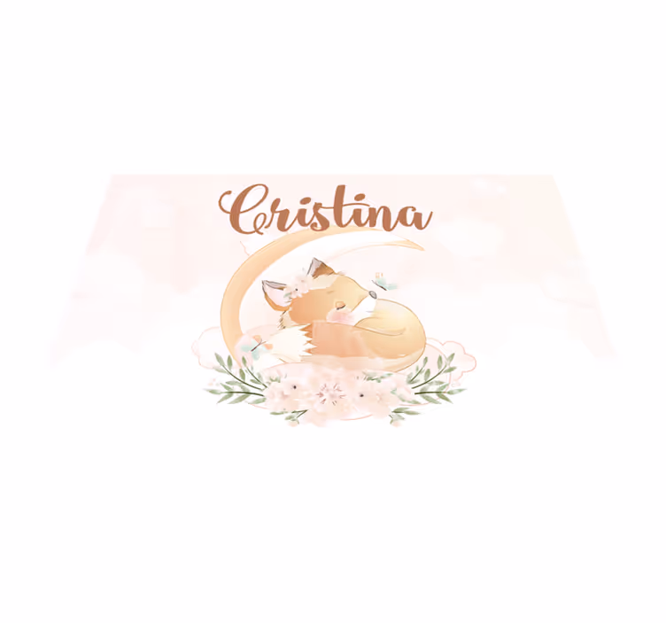 Cute fox illustration pogrinjek z imenom - TenStickers