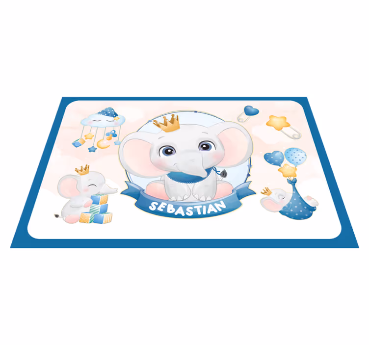 Ljubek slonček z otroškimi pogrinjki - TenStickers