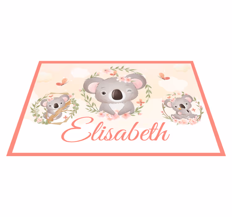 Srčkane živali koala z imenom otroški pogrinjki - TenStickers
