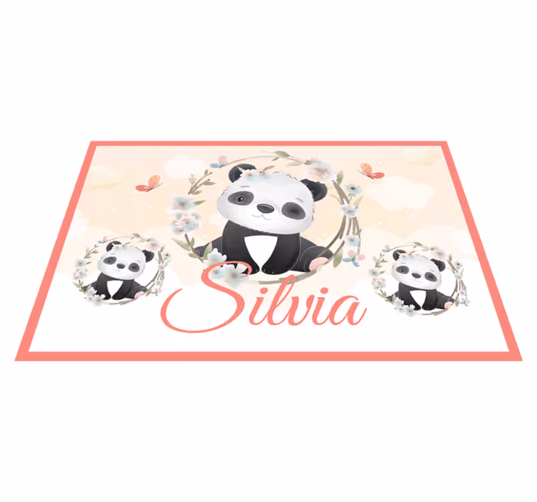 Srčkane živali panda z imenom otroški pogrinjki - TenStickers