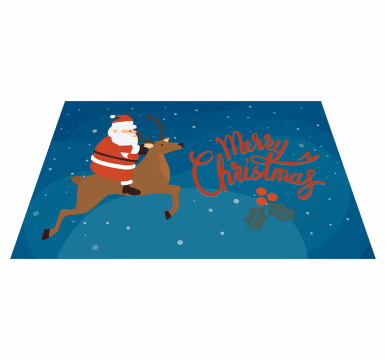 Santa riding reindeer božična pogrinjek set - TenStickers