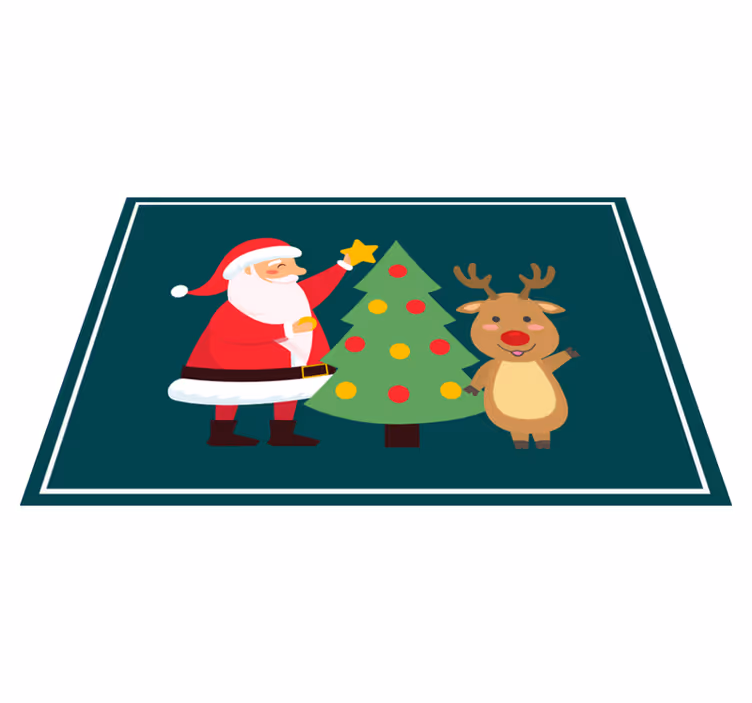 Santa and reindeer božična pogrinjek - TenStickers
