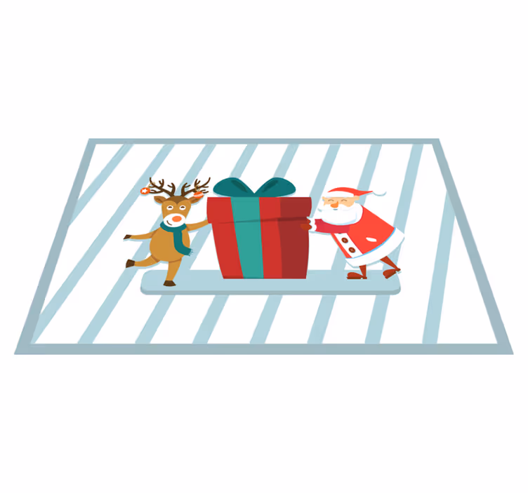 Santa and reindeer gift božični pogrinjek - TenStickers