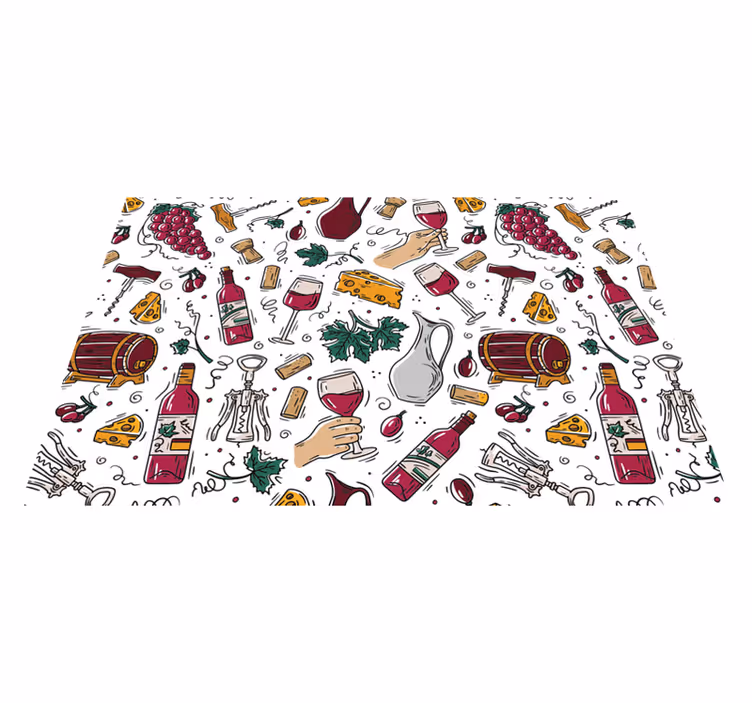 Wine and cheese theme izvirna jedilna podloga - TenStickers