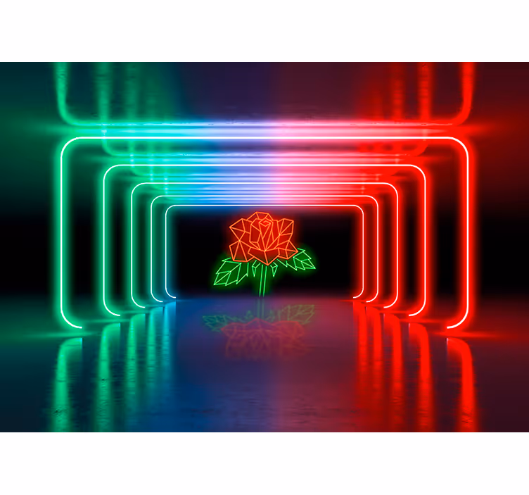 Stenska stenska stena z neonskimi vrtnicami z 3d efektom - TenStickers
