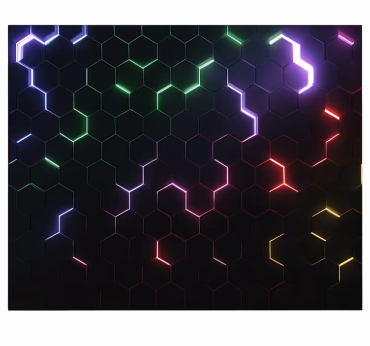 Neonski 3d šesterokotniki fototapeta za mladinsko sobo - TenStickers