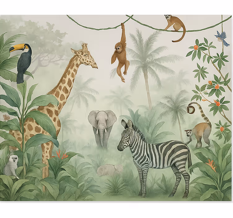 Elegantne živali na safariju fototapeta za mladinsko sobo - TenStickers