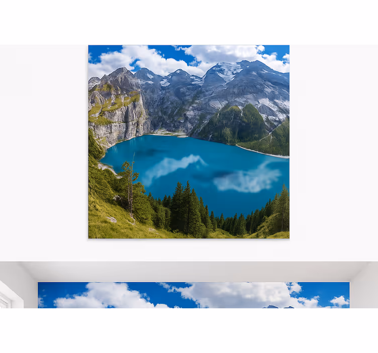 Gore z zlatim sončnim zahodom Fototapeta z gorami - TenStickers