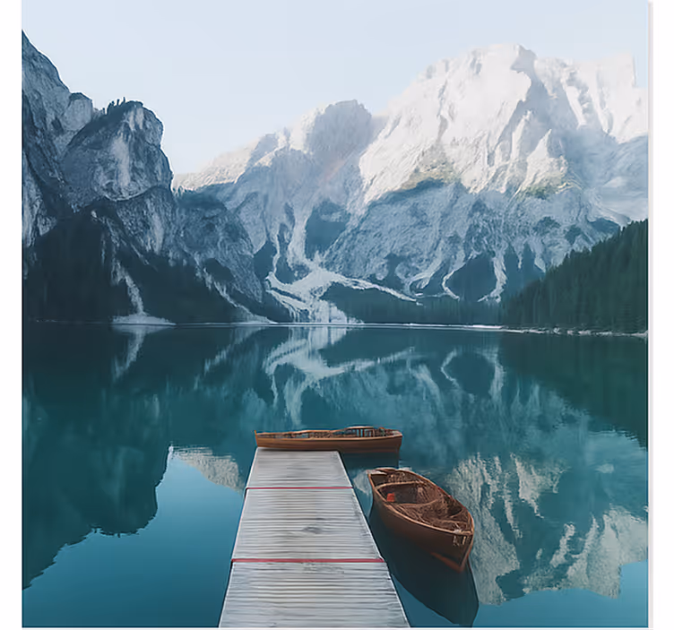 Jezero braies, dolomiti Fototapeta z gorami - TenStickers