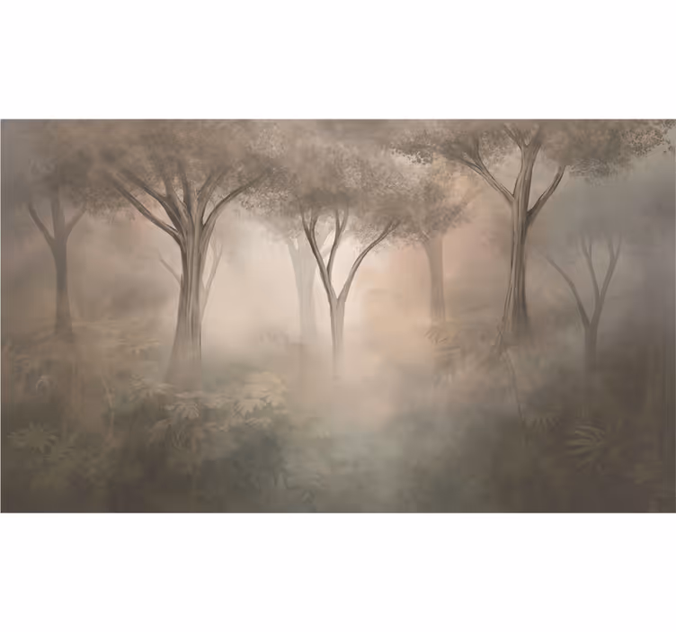 Misty sepia woods fototapeta gozd - TenStickers