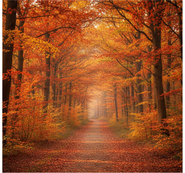 Autumn tree path fototapeta gozd - TenStickers