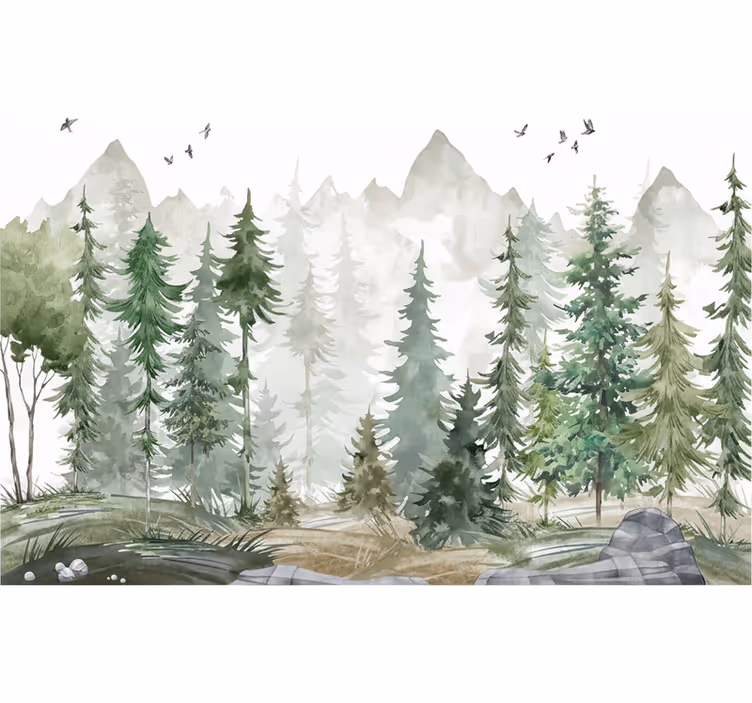 Nordic pine minimal fototapeta gozd - TenStickers