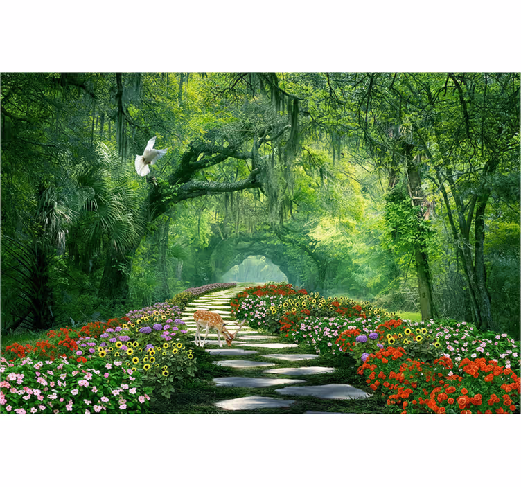 Surreal woodland path fototapeta gozd - TenStickers