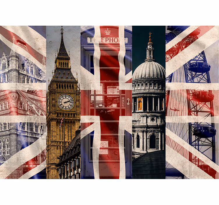 Union jack london zidni mural - TenStickers